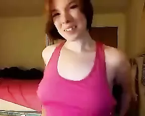 Skinny slut is jacking off