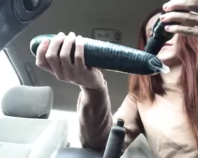 FreckledRED public squirting with cucumber a car show premium liveporn livesex