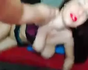 Hot slut is sucking a dick