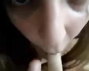 Naughty girl with glasses takes care of her man