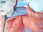 Busty redhead is teasing her cunt