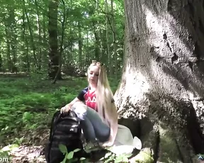 AngieLynx xxx porn video Caught in the wood masturbating & fuck