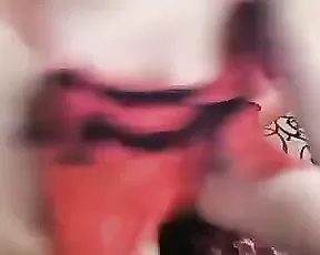 A strawberry blonde dildoes her shaved hole