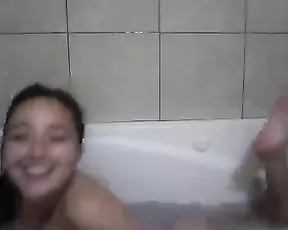 Ebony girl plays with her dildo