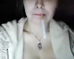 Flashing tits in the car