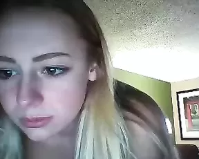 So pretty brunette young female fun in front her webcam and masturbated