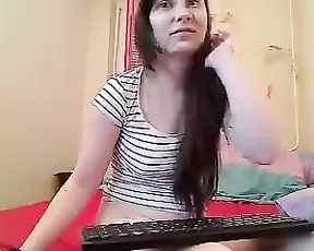 Two girls touch each other