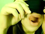 Big tit babe on her knees