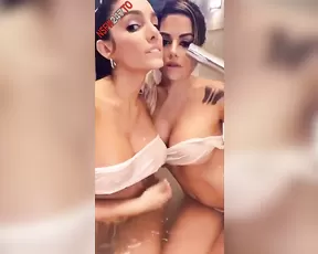 Juli annee bathtub tease with sexy friend snapchat premium xxx porn videos