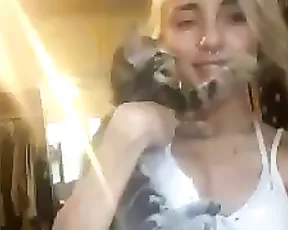 Naomi Woods plays with a cat premium free cam snapchat & manyvids porn videos