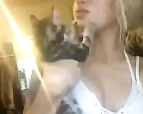 Naomi Woods plays with a cat premium free cam snapchat & manyvids porn videos