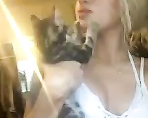 Naomi Woods plays with a cat premium free cam snapchat & manyvids porn videos