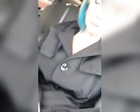 Naughty Alysha boobs flashing pussy touching while driving snapchat free