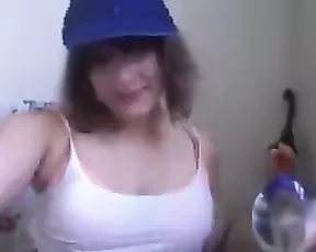 Chubby brunette in fishnet gets rammed from behind