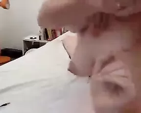 Feeling her round large breasts