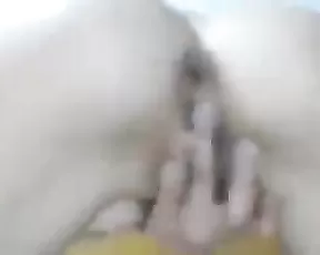 Brunette rides a big dildo