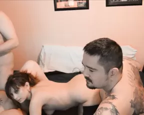 Bethany Rose 4 in the bed – group sex, strap-on licking