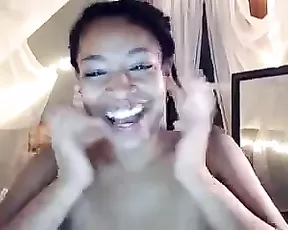 A blue haired honnie teases on webcam
