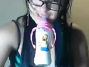 Hot blonde teen sucking in the dark