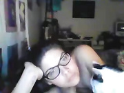 Nerdy babe with glasses knows how to please her man