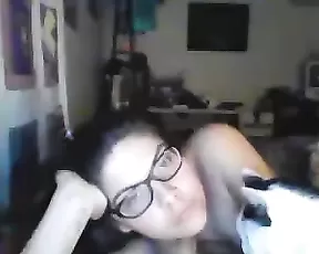 Nerdy babe with glasses knows how to please her man