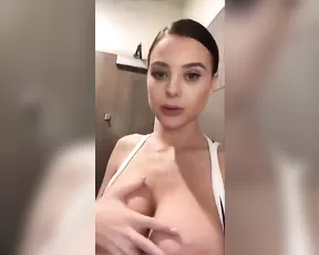 Lana Rhoades with friend public bathroom teasing snapchat free