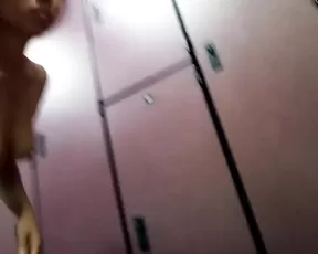 JadaKai asian plays in the public locker room MFC camwhore