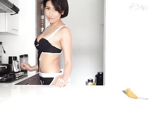 Florabella naked MFC latina rubs pussy in kitchen, premium porn videos