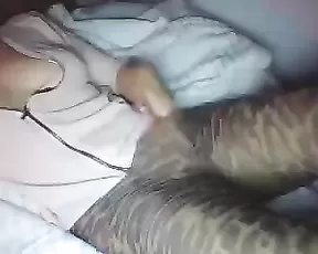 Lovely Latino girlfriend rides her man with passion