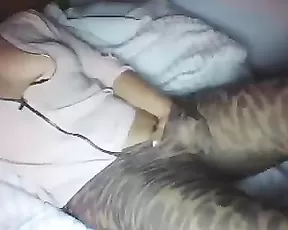 Lovely Latino girlfriend rides her man with passion