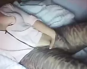 Lovely Latino girlfriend rides her man with passion