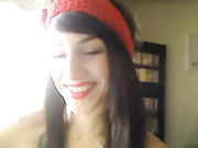 Kinky blonde in front of the webcam