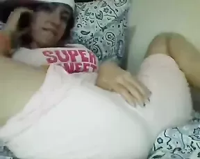 Blonde with small tits masturbating and fucking