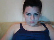 Brunette screaming and taking a peter