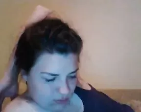 Brunette screaming and taking a peter