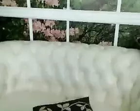 Spraying her cute face with jizz