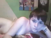 Chick massages herself with toys