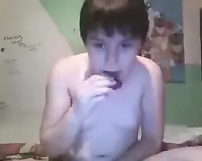 Chick massages herself with toys