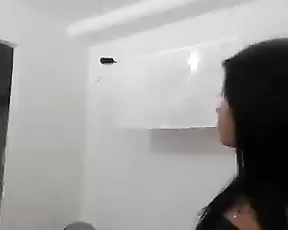 Teens have fun after a shower
