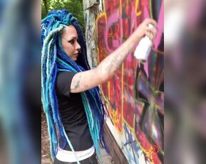 Blue dreads chick