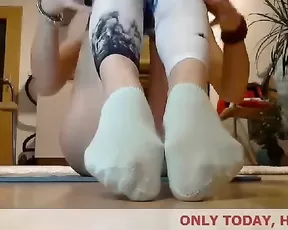 Playing with her hairy beaver