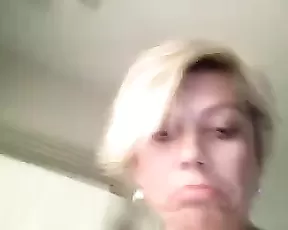 Babe in stockings handling his penis
