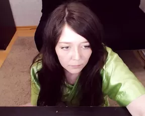 Thin lady is giving a blow job