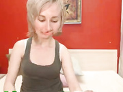 Brunette is giving a blow job