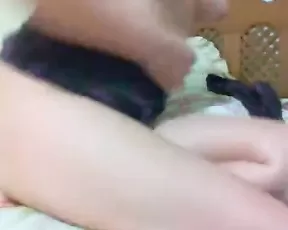 Blonde with nice tits jerking off her lover on cam-chat