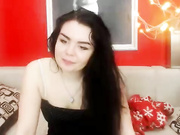 Dark haired Mild in purple sucking cock