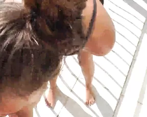 Mariah Leonne Public outdoor balcony blowjob cumshot porn live sex