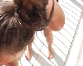 Mariah Leonne Public outdoor balcony blowjob cumshot porn live sex