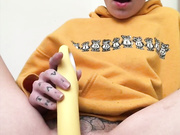 Sunny Hues vibrator masturbation in yellow crop top porn live sex