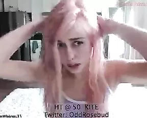 Thin lady licks her sex toy